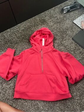lululemon pinkish coral half zip scuba hoodie